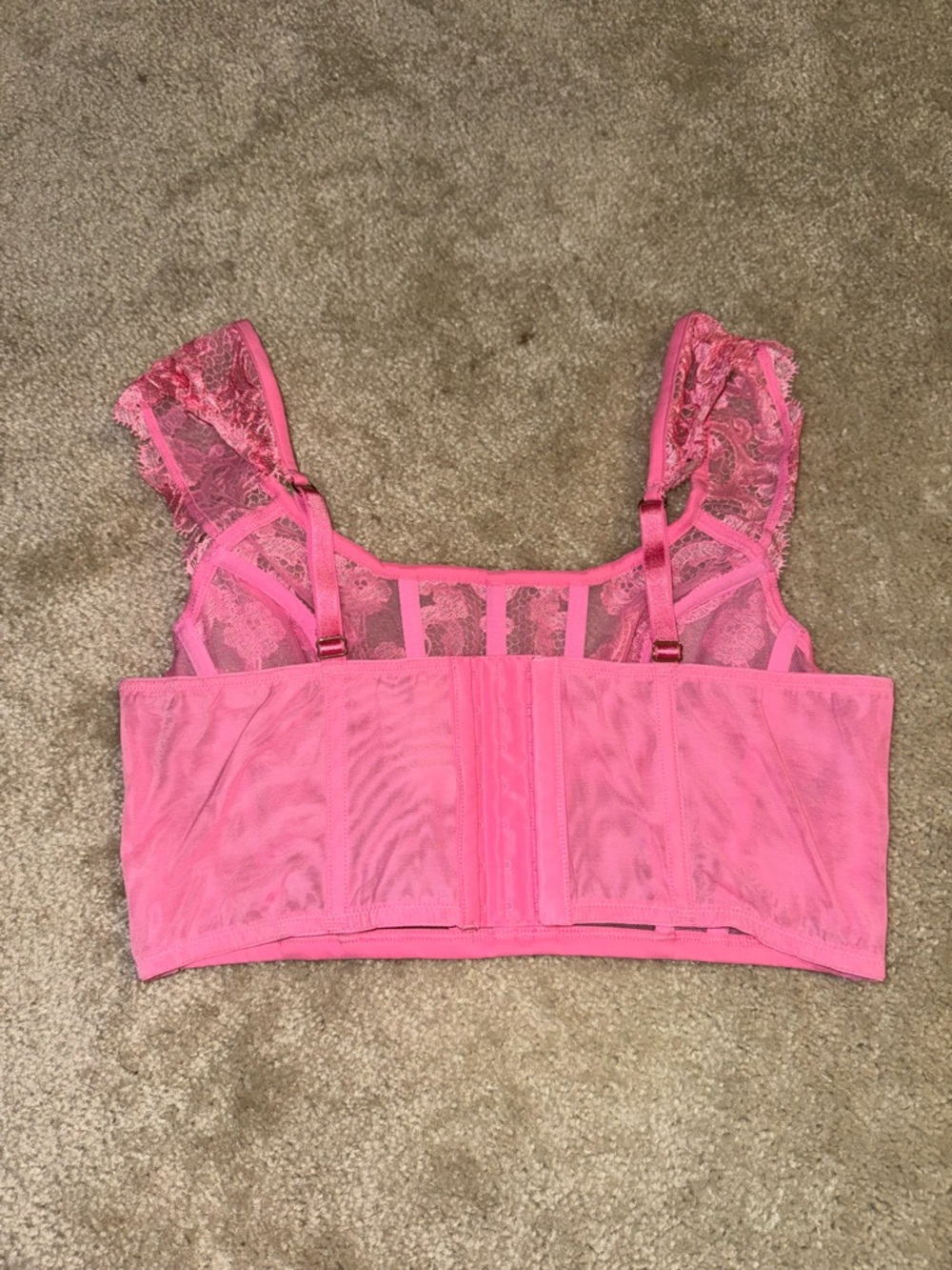 NWT Victoria’s Secret Boho Floral Embroidery Cap-Sleeve Corset Top in Pink - Picture 3 of 4